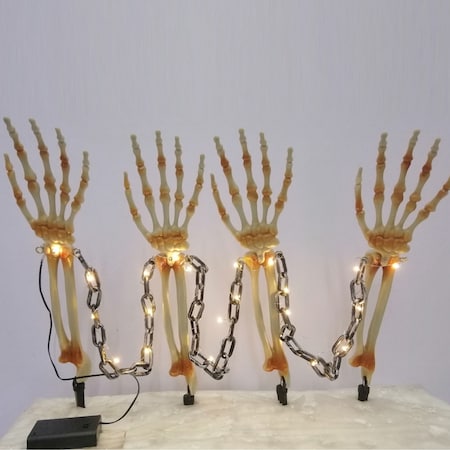 Celebrations Celebrations Halloween Warm White 18 in. LED Prelit Chained Skeleton Arms Pathway Decor 37199-71